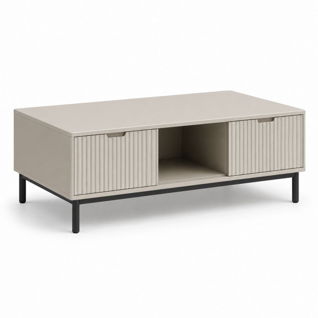 Table basse avec rangement beige en MDF rectangulaire 100 x 50 x 45 cm