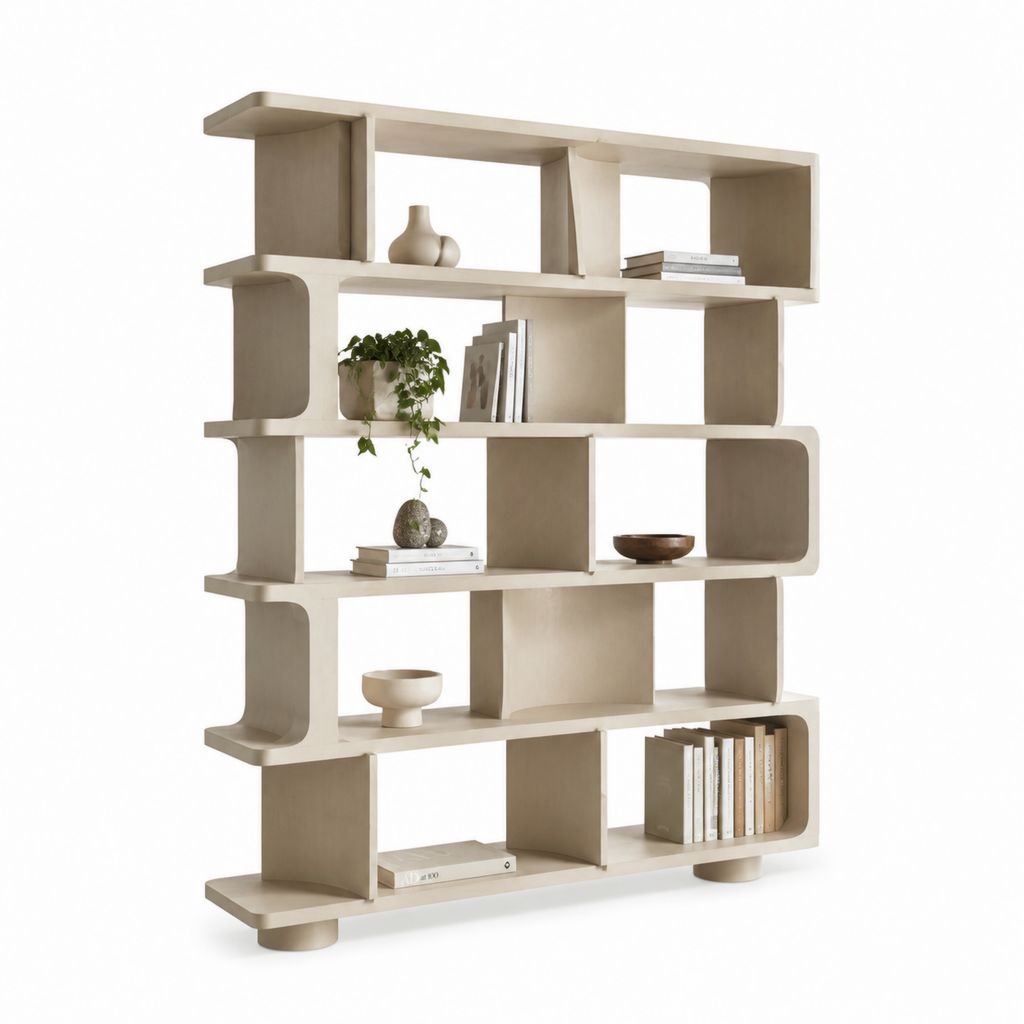 Bibliothèque ouverte autoportante beige en panneaux MDF 180 x 30 x 180 cm