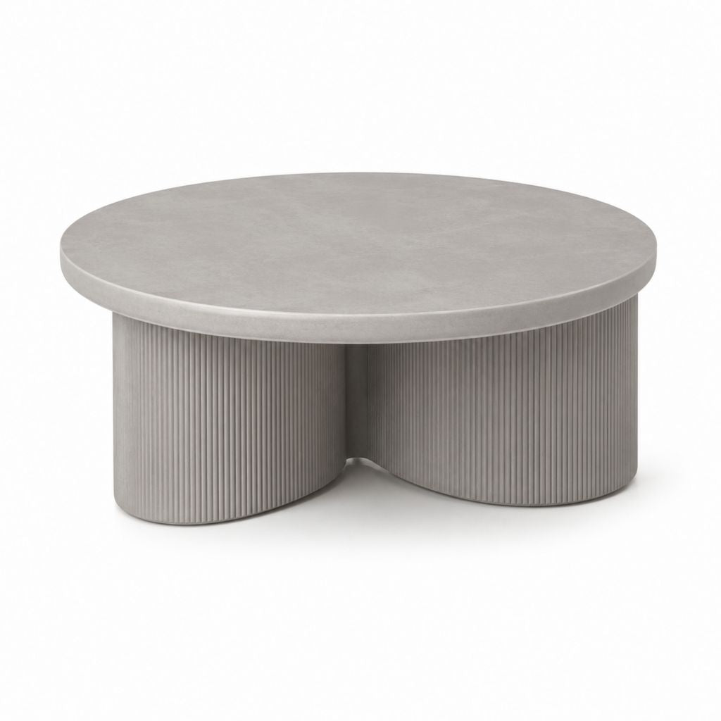 Table basse ronde grise en MDF finition effet béton Ø 80 x H 35 cm