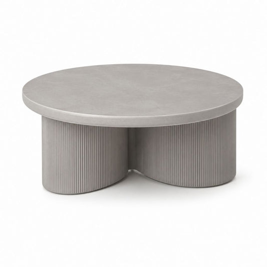 Table basse ronde grise en MDF finition effet béton Ø 80 x H 35 cm