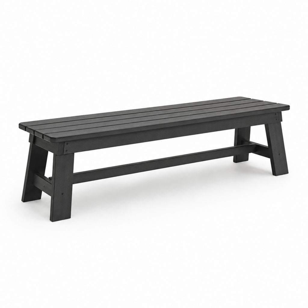 Banc de jardin noir en pin massif rectangulaire 180 x 35 x 45 cm