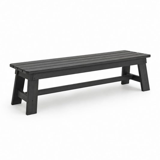 Banc de jardin noir en pin massif rectangulaire 180 x 35 x 45 cm