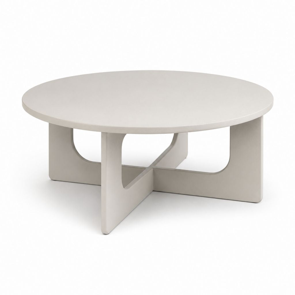 Table basse ronde beige en MDF laqué Ø 80 cm hauteur 35 cm