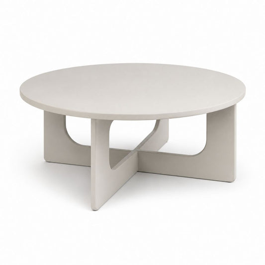Table basse ronde beige en MDF laqué Ø 80 cm hauteur 35 cm