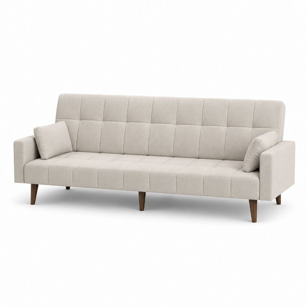 Canapé 3 places beige en polyester forme droite 210 x 82 x 86 cm